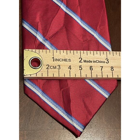 Jos. A. Bank Red Blue Hand Made Repp 100% Silk Men’s Neck Tie Made In China - Picture 4 of 9